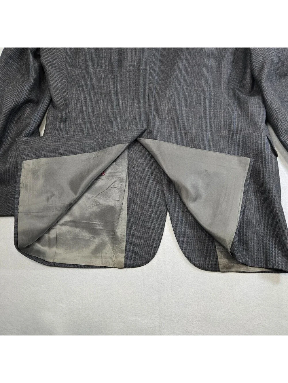VTG Chaps Ralph Lauren Mens 42R Gray Plaid 100% Virgin Wool Blazer Sport Coat